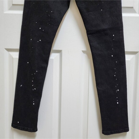 Waimea Jeans Womens 32 Black Stretch Denim Distressed Paint Splatter Skinny Fit - Picture 10 of 14
